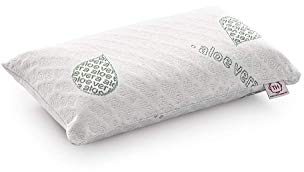Textilhome - Almohada Viaje Viscoelástica - 43x24 cm - Tejido Ecológico Aloe Vera, núcleo de Visco Puro 100% Natural - Incluye Petate Enrollable.