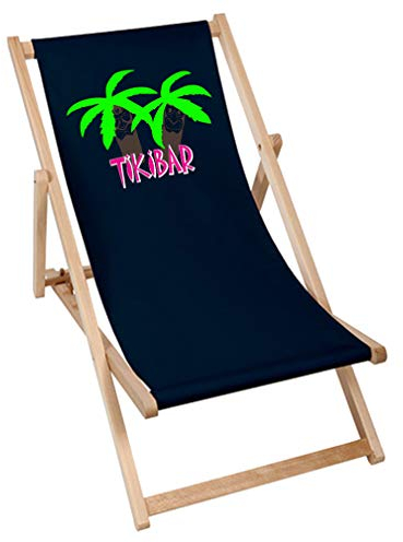 SHIRT-TO-GO Bedruckte Sonnenliege Liegestuhl Stuhl Strandbar Party und Gartenstuhl mit Aufdruck: TikiBar