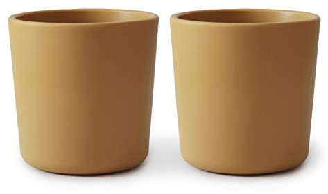 mushie Juego de 2 Tazas para Bebés | Fabricado en Dinamarca | Vasos Resistentes al Lavavajillas y al Microondas | Accesorios Seguros y Durables para Niños Pequeños y Niñas | Mustard
