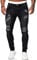 Men's Stretch Skinny Ripped Jeans, Super Comfy Distressed Denim Pants with Destroyed Holes(Black, XXL)