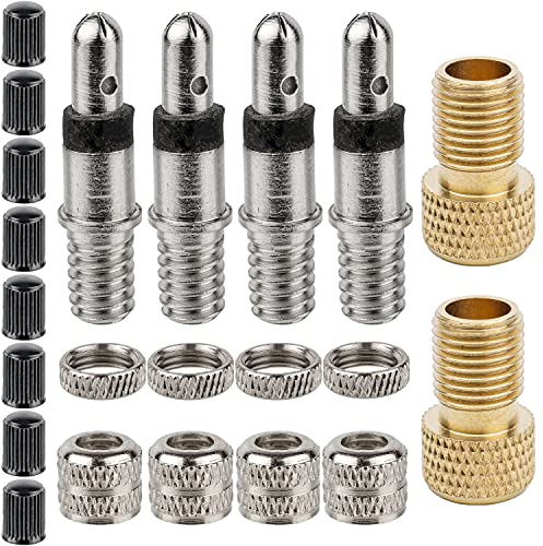 Fahrrad Blitzventil Ersatz Set, 22 Pack, für Dunlop Ventil, Kit mit Fahrradventil, Ventilkappe, DV SV auf AV Ventil Adapter, Normalventil Reparatur Einsatz, Zweirad Ersatzventil, Einsatzventil Bike