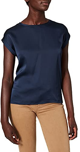 Vila Damen Veelzijdige, S/S satijnen top/LUS T Shirt, Navy Blazer, 36 EU