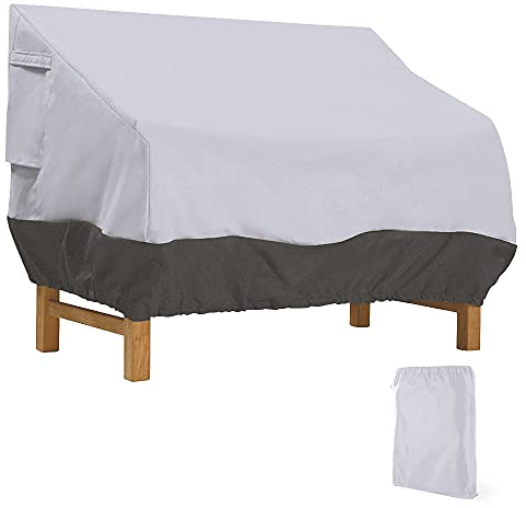 Gartenbank Abdeckung 2 Sitzer, Bank Schutzhülle Winddicht Abdeckplane Oxford Abdeckhaube UV-Beständiges Sitzbankhülle für Bank Gartenmöbel Gartensofa (Schwarzgrau, 147 x 83 x 79 cm)