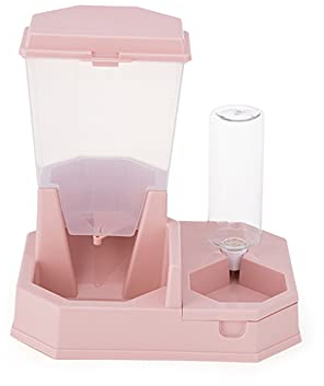 LWZ Mangeoire Automatique pour Animaux de Compagnie à Double Usage Amovible et Lavable mangeoire quantitative pour Chat Fontaine à Boire Automatique Bol pour Chien Bol pour Chat mangeoire Lente,Rose