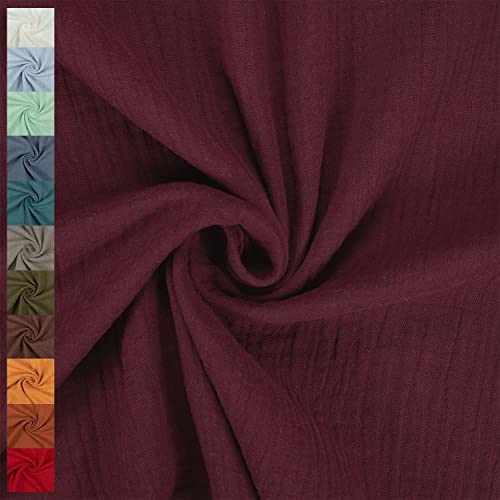 Musselin Stoff Sunny, Double Gauze, uni bordeaux (Länge am Stück: ab 50cm / Breite: 130cm)