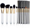 ENZO KEN Natürliches Schwarzes Ziegenhaar Make up Pinsel Set mit Handtasche, Extra Weiche Gesichts und Augen Pinsel, 12 Stück Luxuriöse Weiße Lidschatten Pinsel Sets mit Aufrollbarer Tasche