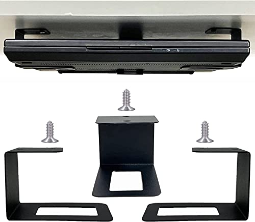 (3) Laptop Holder Under Desk Laptop Mount Organizer Rack Storage Shelf, Add On Under Table Laptops, Keyboard, Routers, Modems, Cable Box, Network Switch & More, Desk Accessories