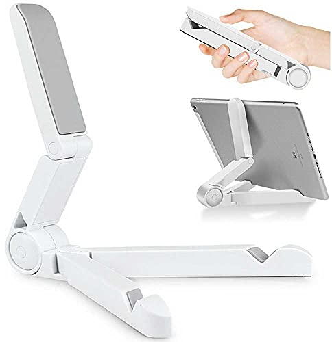 VOVIGGOL Soporte Tablet Ajustable, Portátil Soporte para Tablet iPad, Samsung Galaxy y Kindle Fire, Soporte iPad Mesa Tablet Stand Soporte Teléfono Escritorio para iPhone (Blanco)