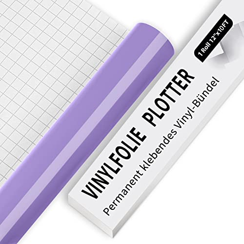 IModeur Vinylfolie Plotter - 30,5 x 305 cm Glänzend Lila Plotterfolie selbstklebend Vinyl, Lila Plotterfolie Vinyl Für Cricut, Silhouette Cameo, die meisten Schneidemaschine