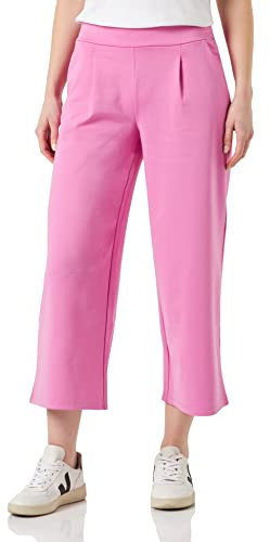 ICHI IHKATE SUS WIDE PA Damen Hose Stoffhose mit Stretch gerader Schnitt Elastikbund Crop Länge, Größe:L, Farbe:Super Pink (172625)