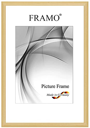 FRAMO Holz Bilderrahmen Schmal 52 x 70 cm aus Massivholz | Natur | Farbe/Größe wählbar | Rahmen für Poster | Puzzle | Foto collage N°080