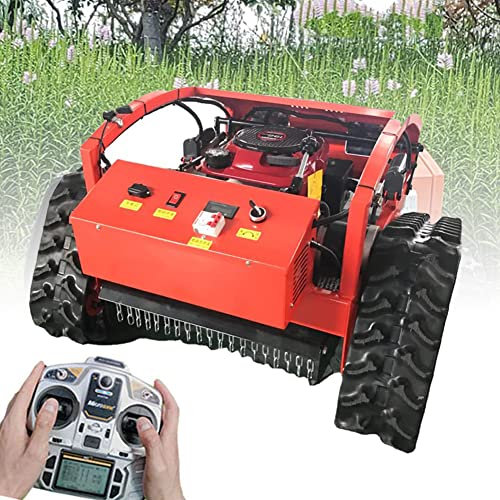 Tondeuse à Gazon robotique, Tondeuse à Essence à Quatre Temps avec télécommande, Tondeuse à chenilles de 7,5 HP, désherbage 2000㎡/h, s'élève jusqu'à 30° d'inclinaison, pour verger de Jardin de Ferme