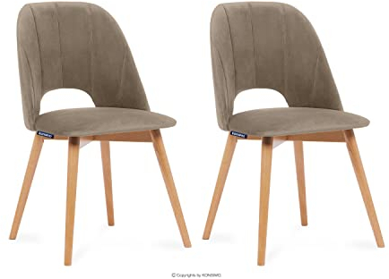 Konsimo Tino 2 Esszimmerstühle Set – Modern Holzstuhl 86x48x44cm – Küchenstühle - Stuhl Esszimmer, Küche, Wohnzimmer - Universal Esstisch Stühle mit Weicher Polsterung - Beige