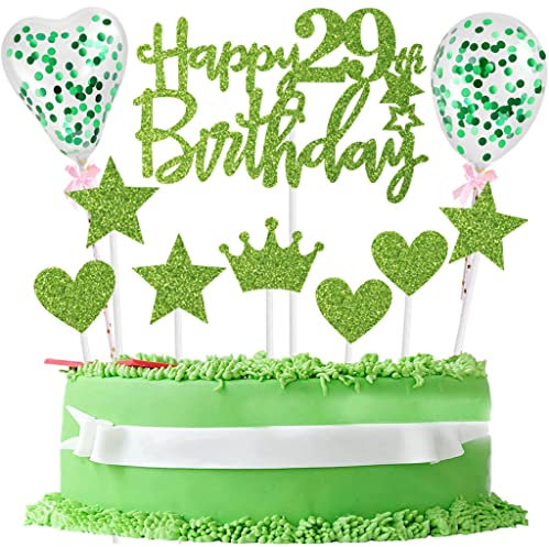 29. Tortendeko Geburtstag Frau, 29 Jahre Mann Frau Kuchendeko 29. Geburtstagstorte Topper 29. Geburtstag Obst Grün Tortendeko 29 Cupcake Topper 29. Geburtstag Kuchen Deko 29 Kuchenaufsatz