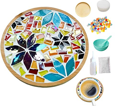 Keloc mosaïque pour l'artisanat | mosaïque - Artisanat mosaïque pour Adultes avec sous-Verre, kit sous-Verres en mosaïque Bricolage pour Cadeaux