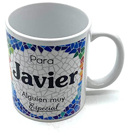 PLUS HOME Taza personalizada con nombre. Regalos personalizados con nombre y texto. Tazas con frases originales.JAVIER