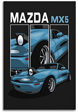 JDM Auto-Poster für Mazda MX5 Vintage Sport Car (3) Dekorative Malerei Leinwand Wand und Kunst Bild Familie Schlafzimmer Dekor 50 x 75 cm
