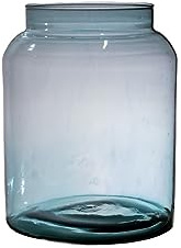 INNA-Glas Vase Martita aus Glas, recycelt, blau-klar, 25 cm, Ø 19 cm | Kerzenglas