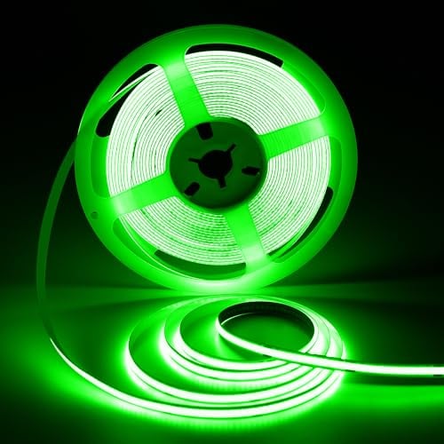 ShineBurky COB Tira LED 24V Verde, Luces LED COB 10M CRI93+ Ancho 8mm Flexible Cortable Tiras de Luz para TV Retroiluminación Cocina Dormitorio Mostrador Decoración (Adaptador no Incluido)
