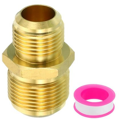 PATIKIL Connecteur Évasé Mâle 5/8 x 3/4 Mâle, Adaptateur en Laiton Évasé SAE à 45 Degrés Réduisant le Coupleur de Tube Union Raccord de Tuyau Évasé pour Conduite de Gaz d'Air, CVC