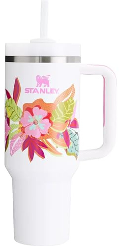 STANLEY Quencher H2.0 FlowState Gobelet isotherme en acier inoxydable avec couvercle et paille Pour eau, thé glacé ou café (Frost Tropic, 887 ml)