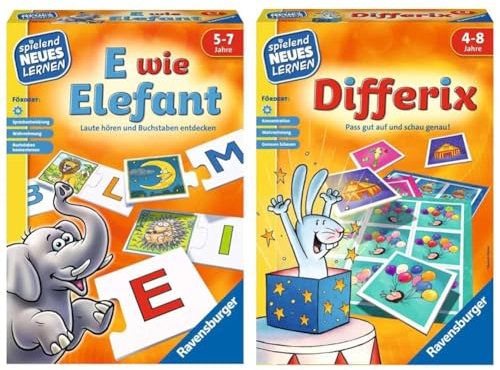 Ravensburger - E Wie Elefant & Differix - Spielen und Lernen für Kinder von 4-8 Jahren, Lernspiel für 1-4 Spieler