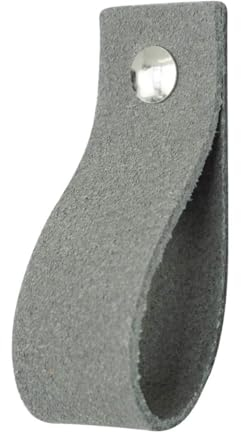 Handles & More - 8 x Ledergriffe für Möbel - Suede Grau - Größe XS 12,6cm - inkl. 3 Schraubenfarben - Schrankgriffe Leder - Türgriffe Leder - Ledergriffe für Schuhschrank & Schublade - Lederschlaufen