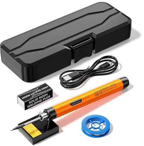 Mineup Kit Saldatore Senza Fili, Saldatore a Batteria Ricaricabile USB, saldatore a stagno con 3 Regolabili 300℃-400℃, 3 Punte di Saldatura, saldatore a stagno a batteria per Lavori Elettrici