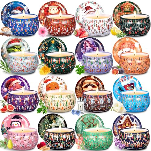 ITMNMNL Candele Profumate Natalizie 16Pcs Candela Profumata,Set Candele Profumate,Candele Profumate Bomboniere,Candele Profumate Regalo,Candele Profumate Offerta,per Natale Compleanno Decorazioni