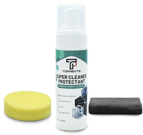 TOPABYTE Interior Cleaner Limpieza de Cuero y Tapicería Profesional Kit Limpiador con Paño Limpia Tapicerias Coche Asientos Textil Salpicadero Alfombrillas Protectant Espuma Multiusos