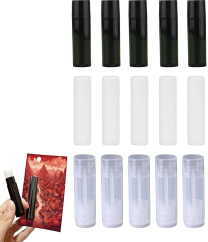 15-Stück Lippenstifthülsen Leer, Lippenstift Tubes Set, Lippenbalsam Selber Machen, Wiederverwendbar Kunststoff Leer Lippenpflegestift, Lippenpflege Hausgemachte, DIY Naturkosmetik Lippenbalsams (5g)