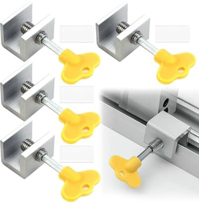 KGDUYC Serrure Fenetre Coulissante, 4 PCS Serrures pour Fenêtres Coulissantes, Bloque Porte Coulissante Verrou Fenêtre Réglable Bloque - Sécurité Renforcée en Alliage d'Aluminium pour Vos Fenêtre