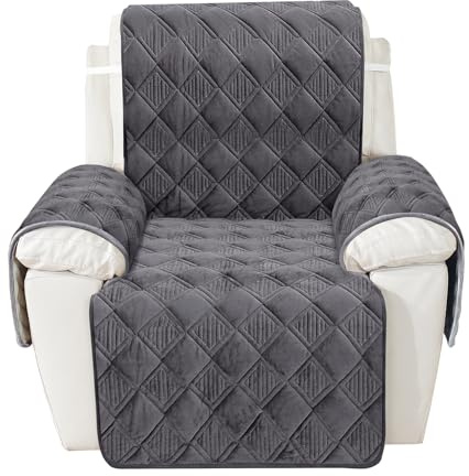 Royhom Flanell Sofa Überzug Waschbar Sofabezug 1 Sitzer, Sofaschoner rutschfest für Leder-Couch und Stoffsofas, Weicher Couch Überzug Mit Verstellbarem Elastischer Riemen (Rhombusform, Grau)