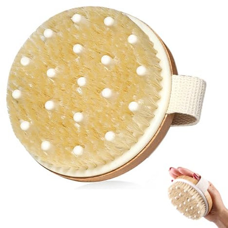 Cepillo Seco, Dry Brush Corporal de Masaje Natural, Dry Brushing Body Brush, Cepillo Exfoliante ducha, Mejora la Textura de la Piel, Drenaje Linfático y Cuidado Personal, Ideal para Regalos Bienestar