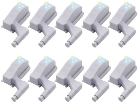 Scharnierleuchten für Schränke,Schrankscharnierleuchten - 10 Stück Scharnier-Licht-LED-Scharnier-Sensor-,Helle 3 LED-Perlen, Schrankscharnier-LED-Licht, effiziente Nachtfür Küchenschrank, Schrank, Sch