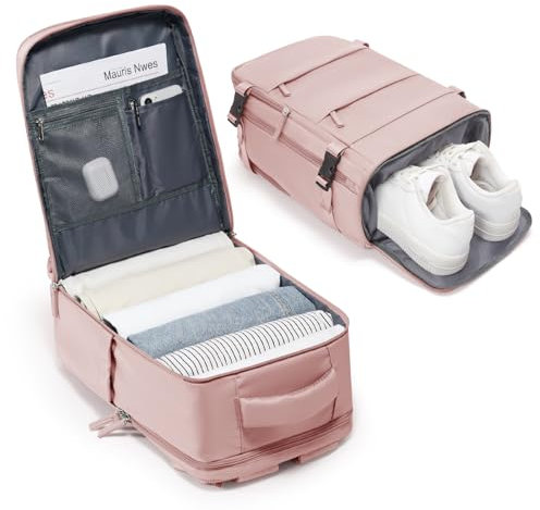 BJLFS Bagage Cabine 40x20x25 pour Ryanair Sac à Dos Voyage Cabine Avion 20L Bagage à Main 40x20x25 Petit Sac à Dos Ordinateur Portable 14 Pouces Homme Femme Noir,rose