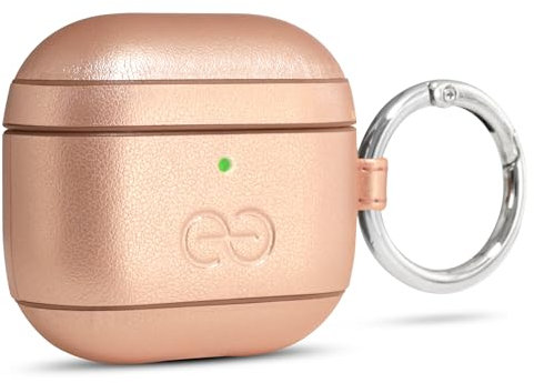 Dreem Om AirPods 4 Funda de Cuero Vegano con Clip - Compatible con Auriculares inalámbricos Bluetooth de Apple para iPhone - Rosa
