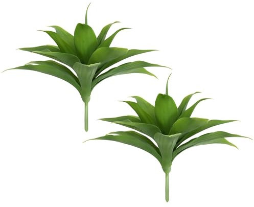 MISNODE 2 Stück Künstliche Agave Pflanzen, Gefälschte Agave Sukkulenten Pflanzen Outdoor, Gefälschte Pflanzen Nicht Eingetopfte Sukkulenten Pflanzen, Künstliche Sukkulenten Grün