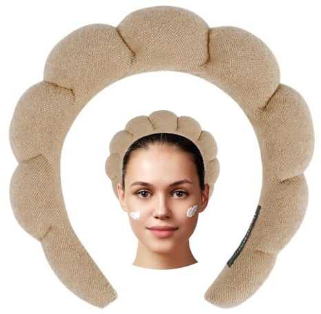Gekamoyue Headband, Skincare Serre Tete Femme, Bandeau en SPA Douce, pour Soin de La Peau, Lavage du Visage, Élimination du Maquillage, Yoga (Kaki)