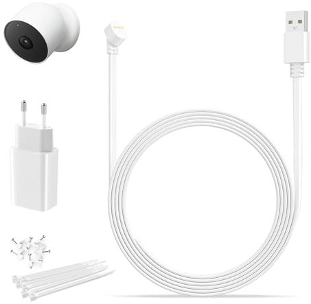 Itramax Kabel für Google Nest Cam Outdoor oder Indoor,Akku,6M Langes Wetterfestes Ladekabel mit Ladegerät 5V2A für Nest Kamera(Akku),Dauerladekabel,Outdoor Indoor Kabel