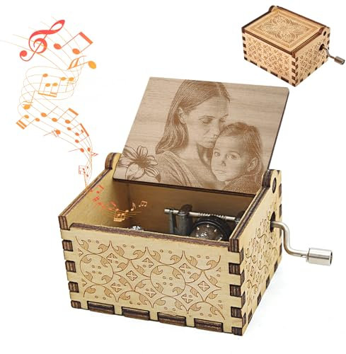 zyinoant Personalisierung Spieluhr dekorative Spieluhr aus Holz zu Mutter Geschenk You Are My Sunshine spieluhr musikbox Gravierte Spieluhr mit Foto Geschenk für Kind Ehefrau Ehemann und Freunde