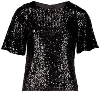 Vera Mont Damen Pailletten-Bluse mit Flügelärmeln