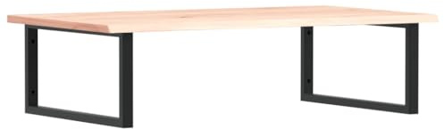 Wall mounted washbasin shelf steel and solid oak wood