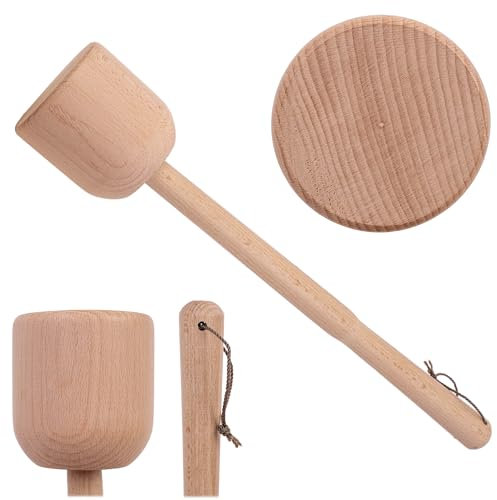 KADAX Krautstampfer aus Holz, 41 x 7.5 cm, Sauerkrautstampfer, Stampfer für Fermentieren von Sauerkraut, Kartoffelstampfer, Holzstößel, Handstampfer, Holzstampfer