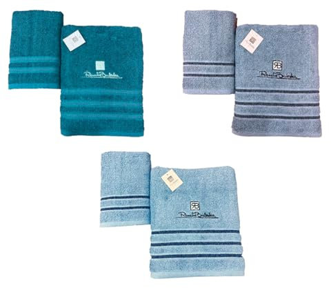 Renato Balestra 3 Set di 2 Asciugamani da bagno (1 viso e 1 bidet) Ass (Azzurro-Blu-Ottanio)