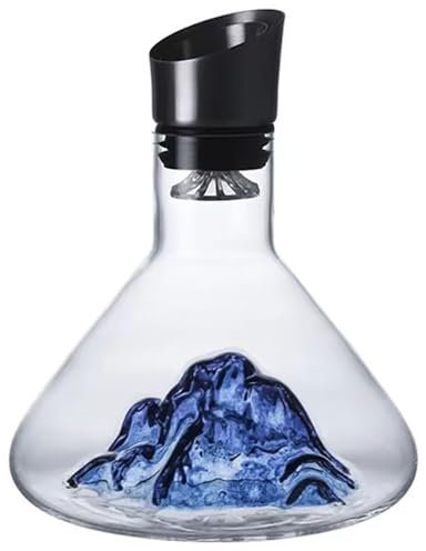 Generico Decanter Iceberg, Decanter per Vino Rosso da 1800 Ml, Aeratore con Filtro in Acciaio Inossidabile, Vetro di Cristallo Soffiato A Mano, Set Regalo per Vino (C)