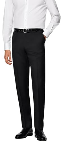 Mens Black Formal Trousers Smart Office Workwear Dress Pants Business Suit Bottoms School College Security Uniform Flat Front Straight Leg Waist 30–50 Inside Leg 27/29/31/33 Inch Black 34W/33L