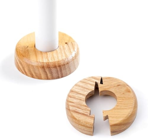 Besto Wooden Radiator Pipe Collars | Oak Radiator Cover for 15mm Pipes | Pack of 2 Easy Split Pipe Collars