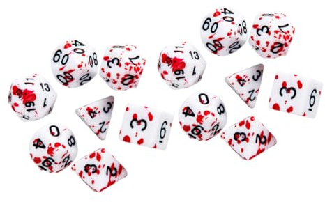 Uonlytech Blood Dice Set 7Pcs Irregular Acrylic Blood Splatter Dice for Rpg Tabletop Gaming White with Suitable for Role Playing and Party Use