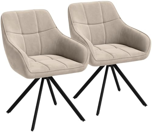 skølm Sköll Esszimmerstühle 2er Set, Macchiato, Samt, drehbar, bis 150 kg | 360° drehbarer Armlehnstuhl, Küchenstuhl für Esszimmer/Küche, Polsterstuhl mit Metallgestell, moderner Loungesessel, Essstuhl